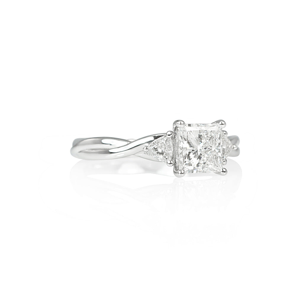 Princess and Trillion Criss Cross Engagement Ring for Brittany