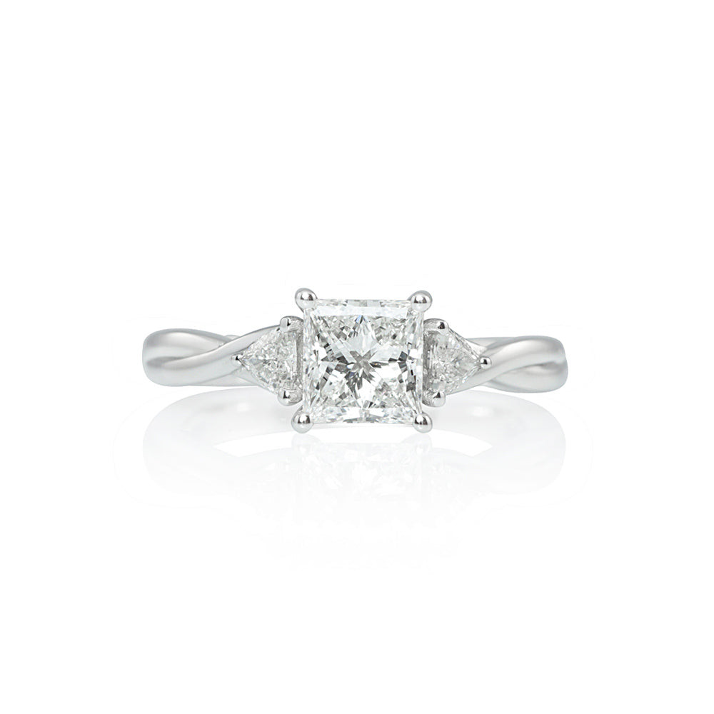 Princess and Trillion Criss Cross Engagement Ring for Brittany