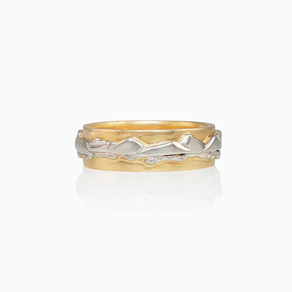 Mountains and Rivers Wedding Band for Bruce