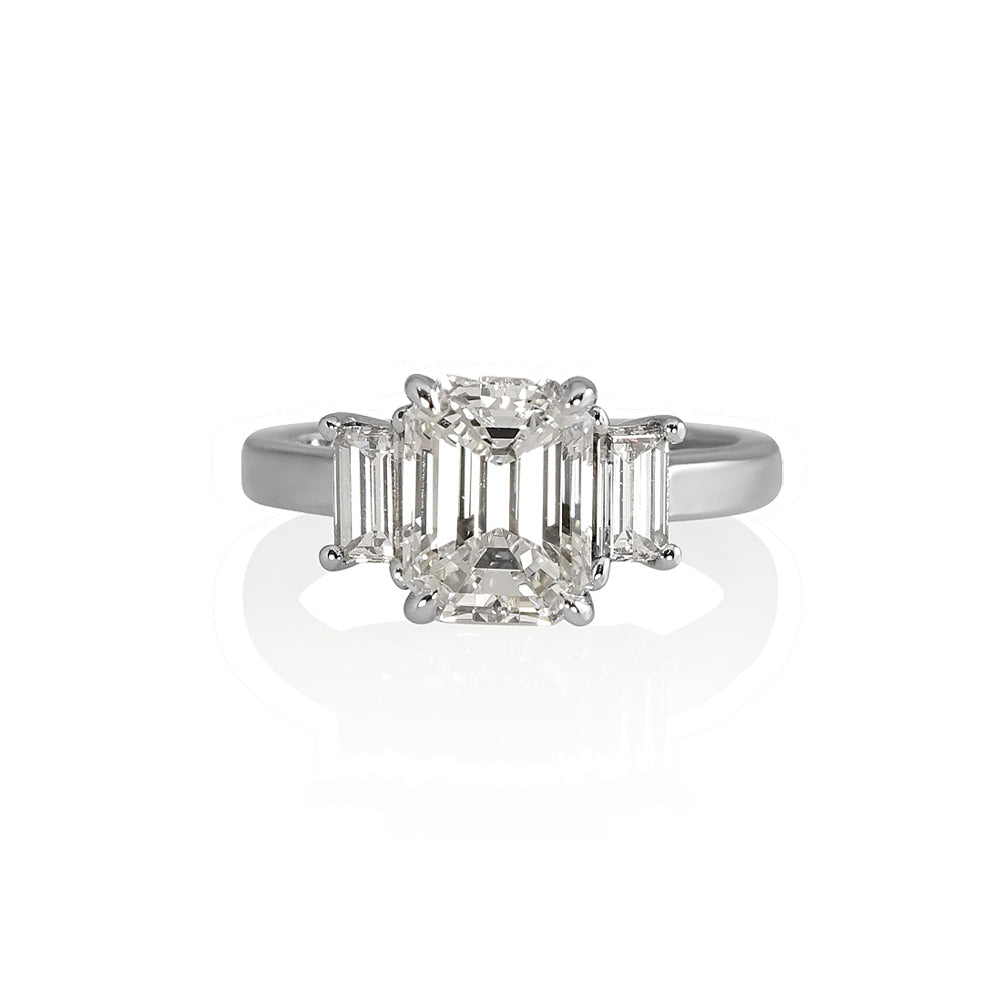 Carol Emerald Cut Three Stone Engagement Ring