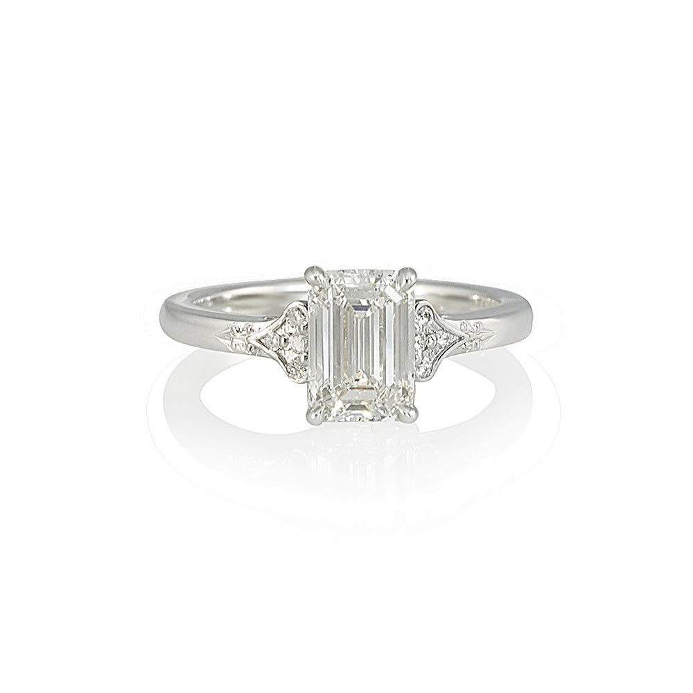 Emerald Cut Diamond Romantic Engagement Ring for Carolyn