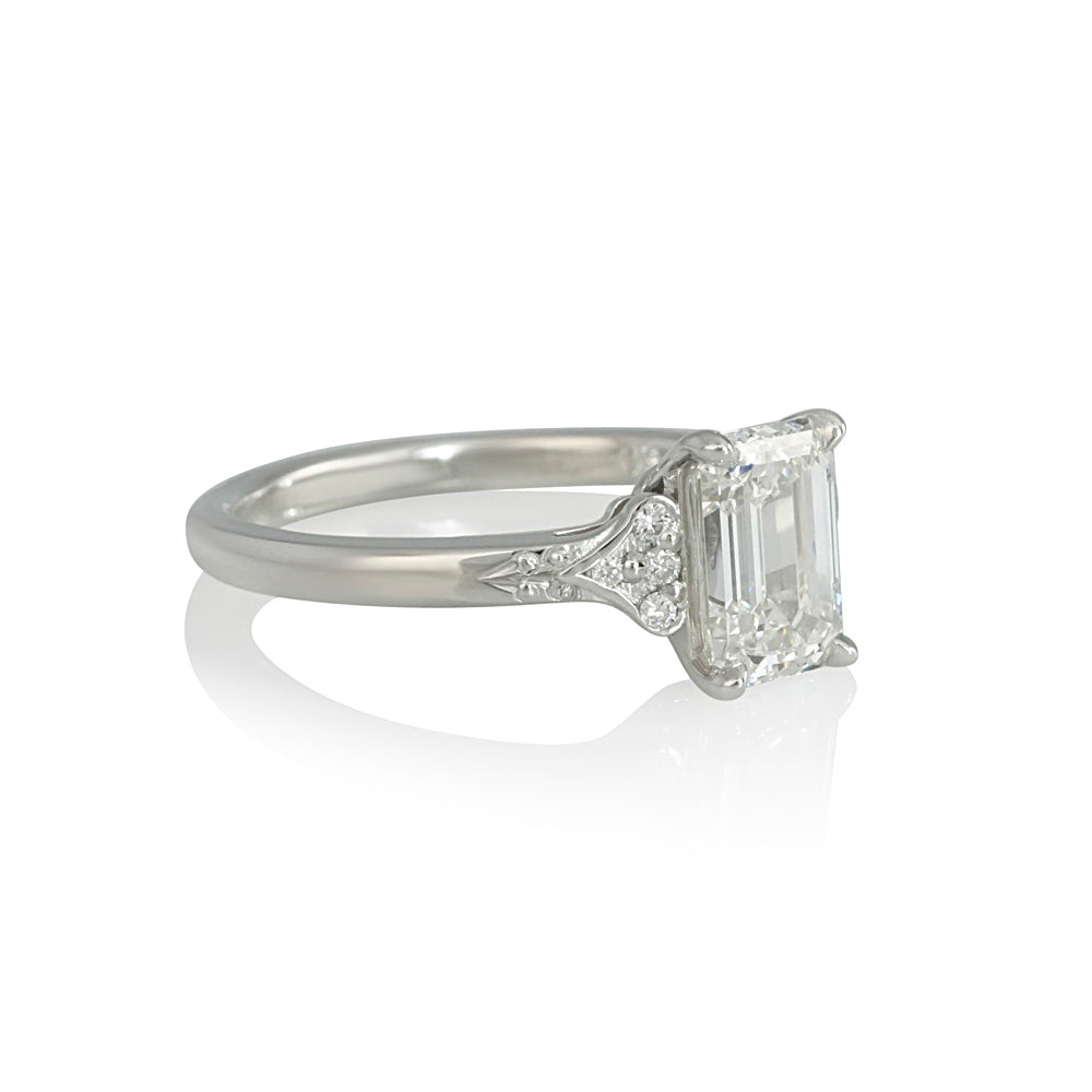 Emerald Cut Diamond Romantic Engagement Ring for Carolyn