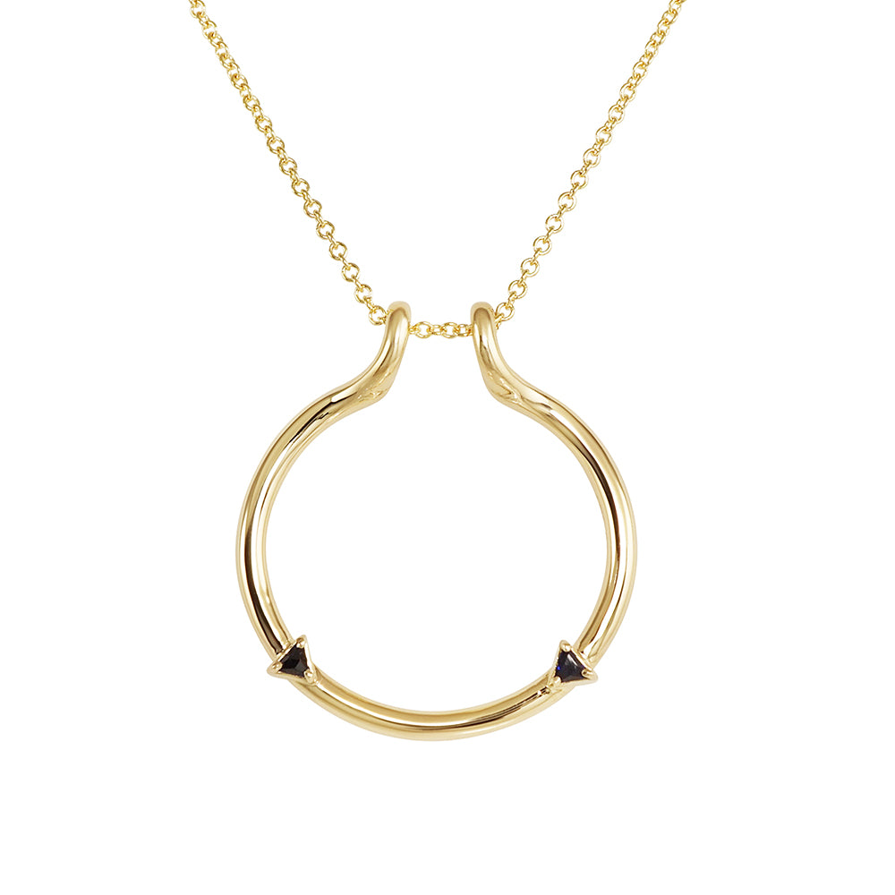 Sapphire Ring Holder Necklace with Neck for Cassie