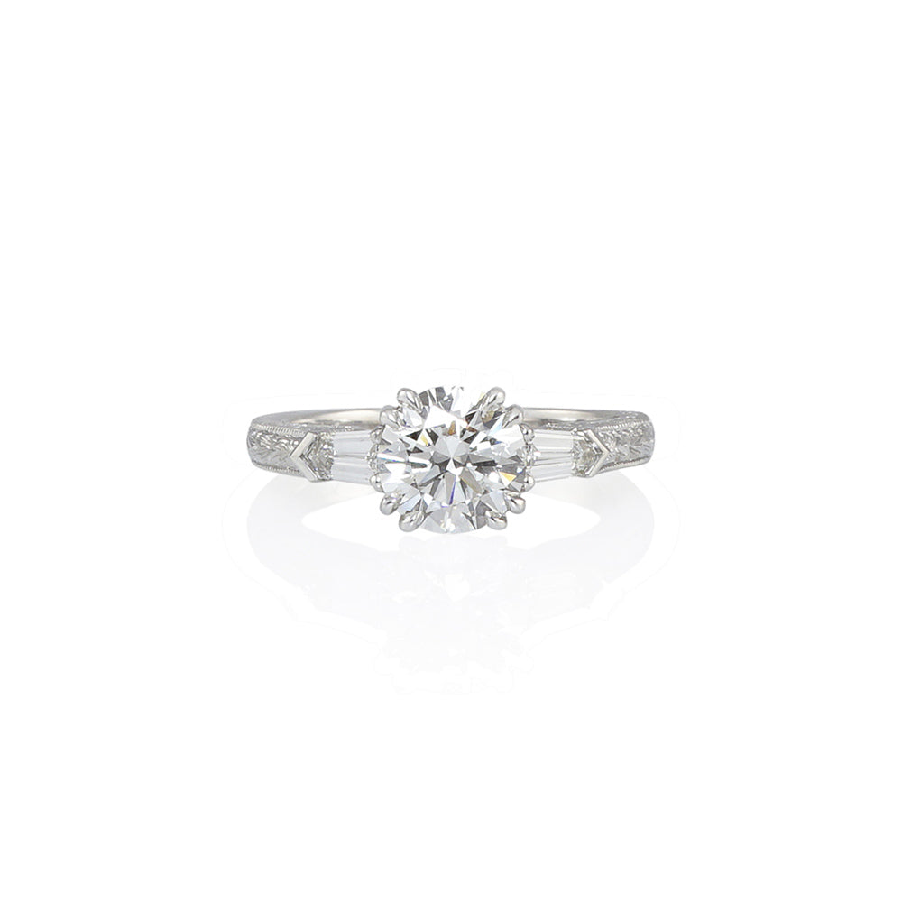 Romantic Three Stone Engagement Ring for Celeste