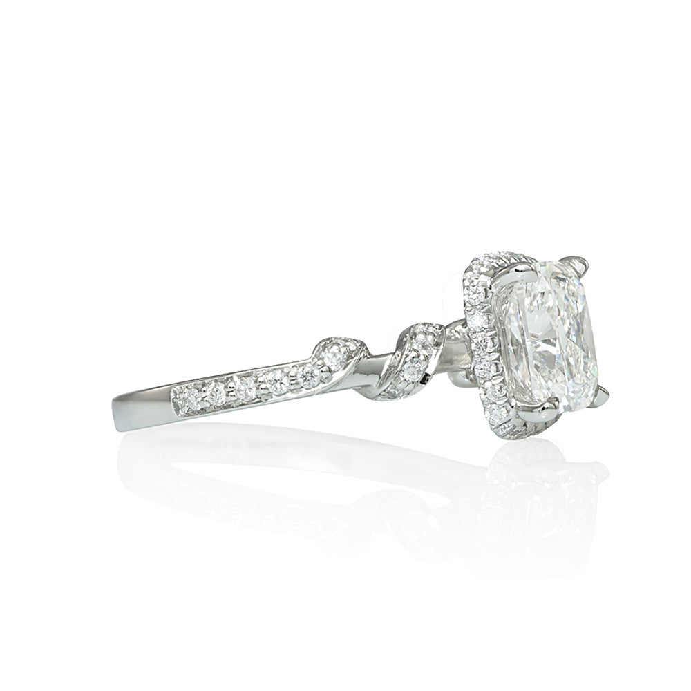 Hand Carved Diamond Wrap Engagement Ring for Chanel