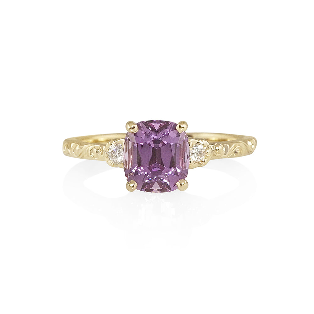 Purple Sapphire Romantic Engagement Ring for Charlotte