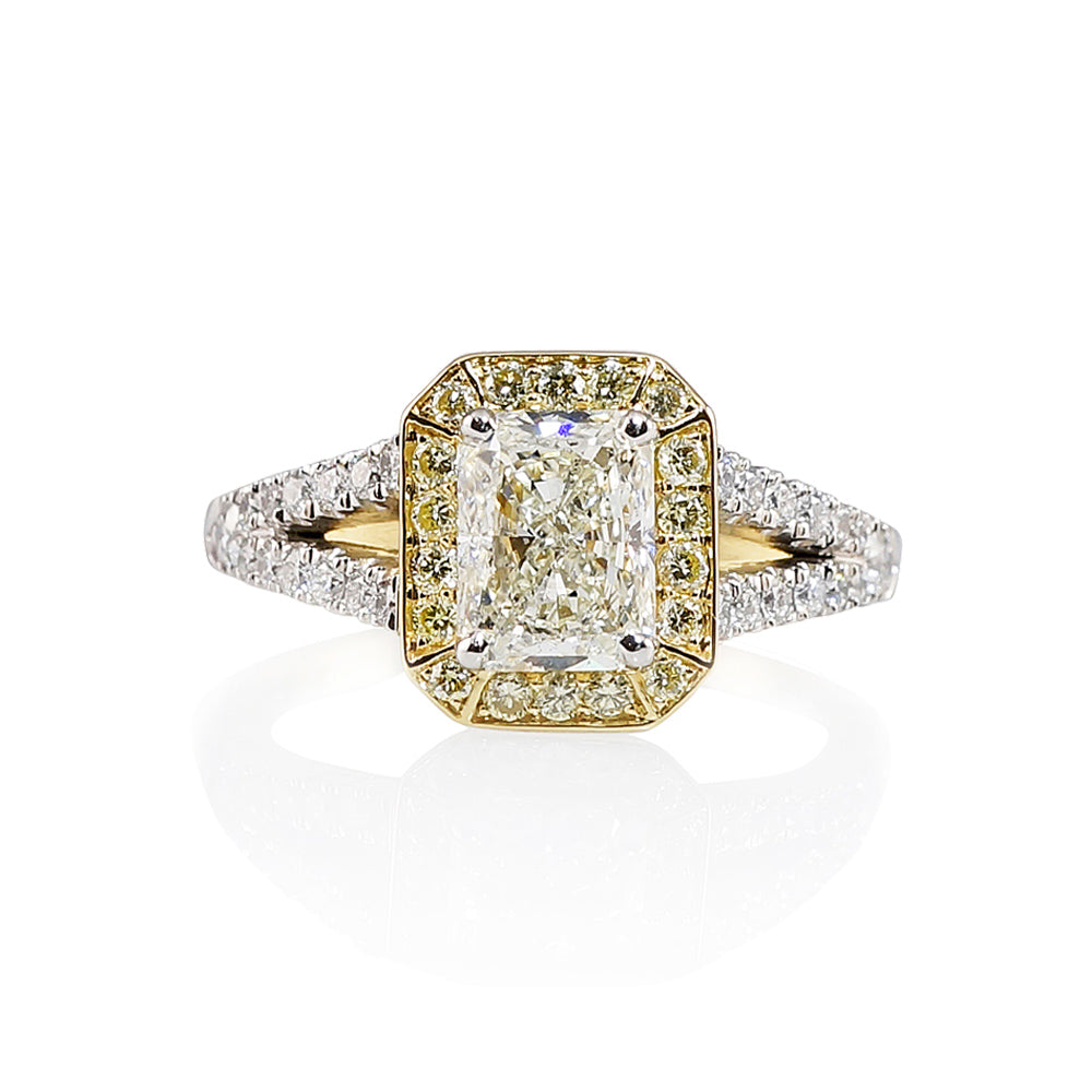 Chelsea Radiant Cut Diamond Two Tone Engagement Ring