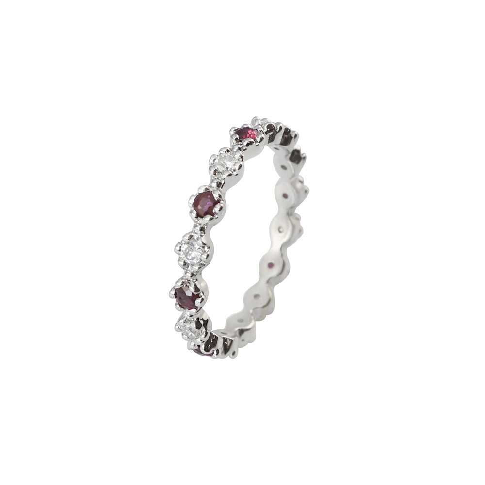 Ruby and Diamond Flower Eternity Band for Chelsea