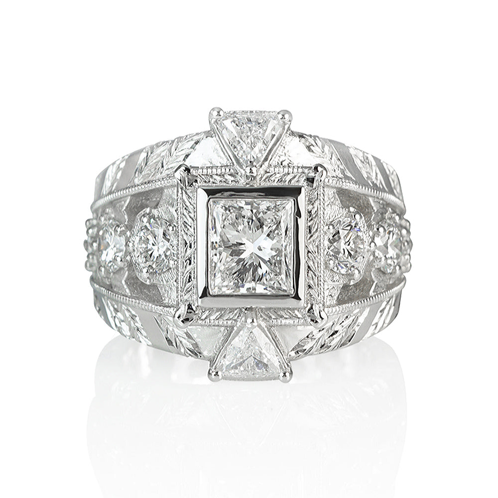 Luxurious Princess and Trillion Cut Diamond Ring for Cheri