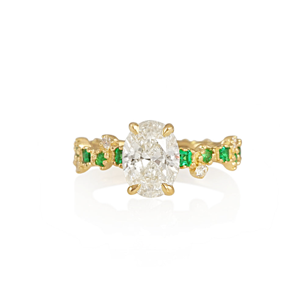 Unexpected Diamond and Emerald Engagement Ring for Chloe