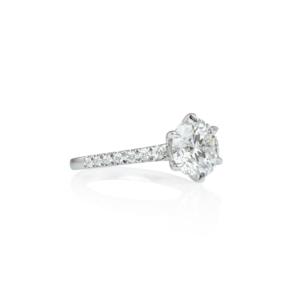 Six Prong Diamond Band Engagement Ring for Christa