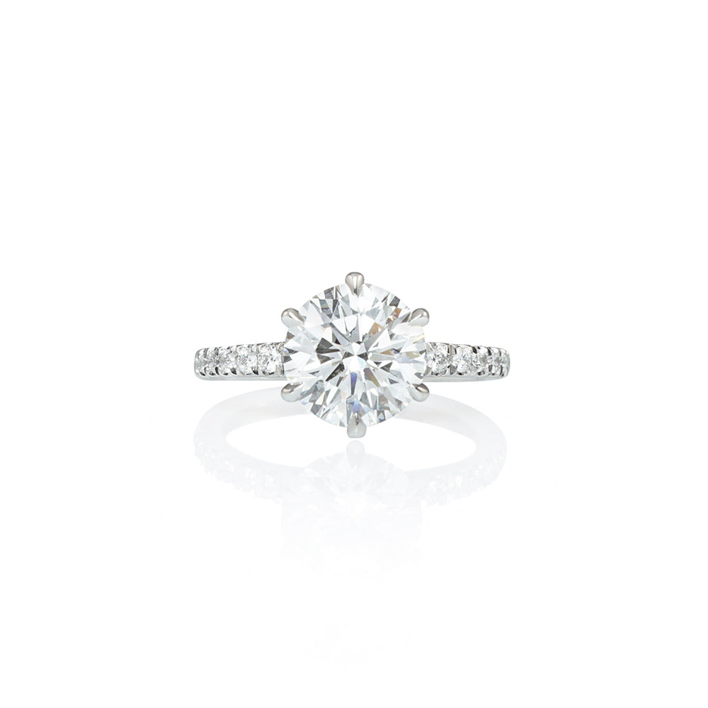 Six Prong Diamond Band Engagement Ring for Christa