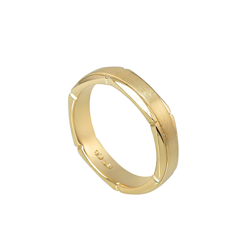 Scalloped 18k Gold Men's Wedding Band for Christian