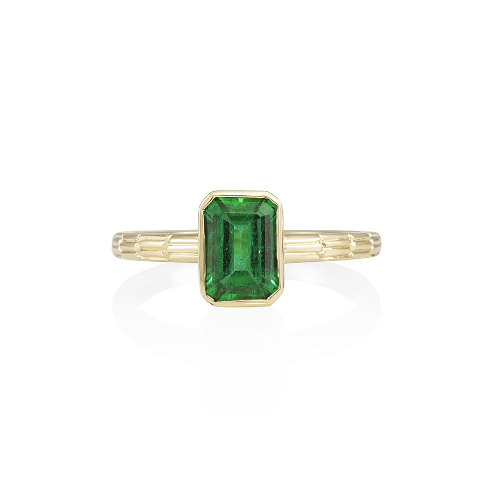 Emerald Architectural Engagement Ring for Clare