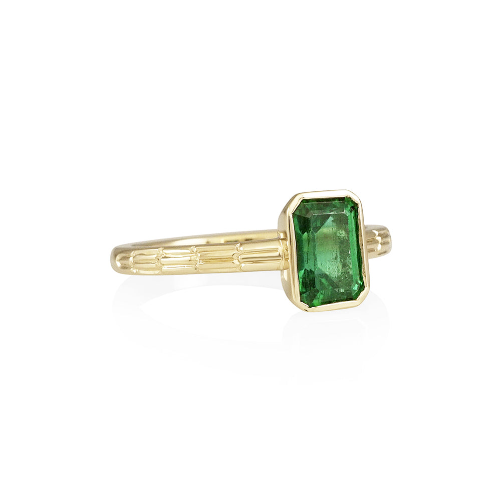 Emerald Architectural Engagement Ring for Clare