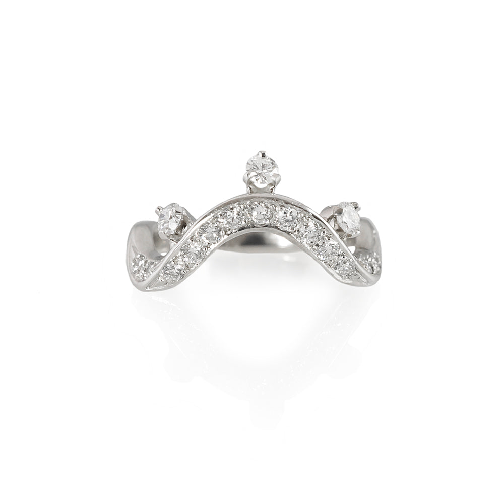 Courtney Wave & Crown White Gold & Diamond Ring