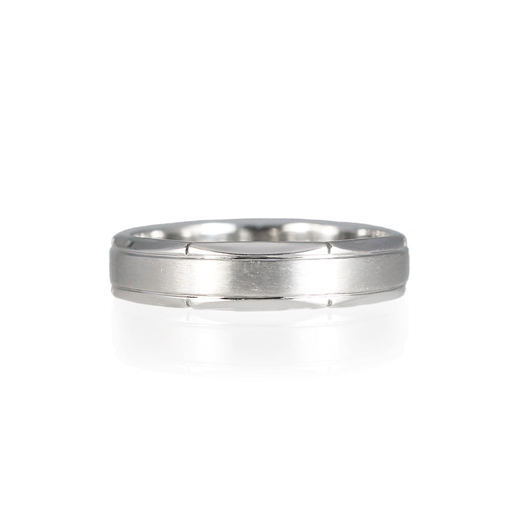 Scalloped Platinum Men's Wedding Band for David