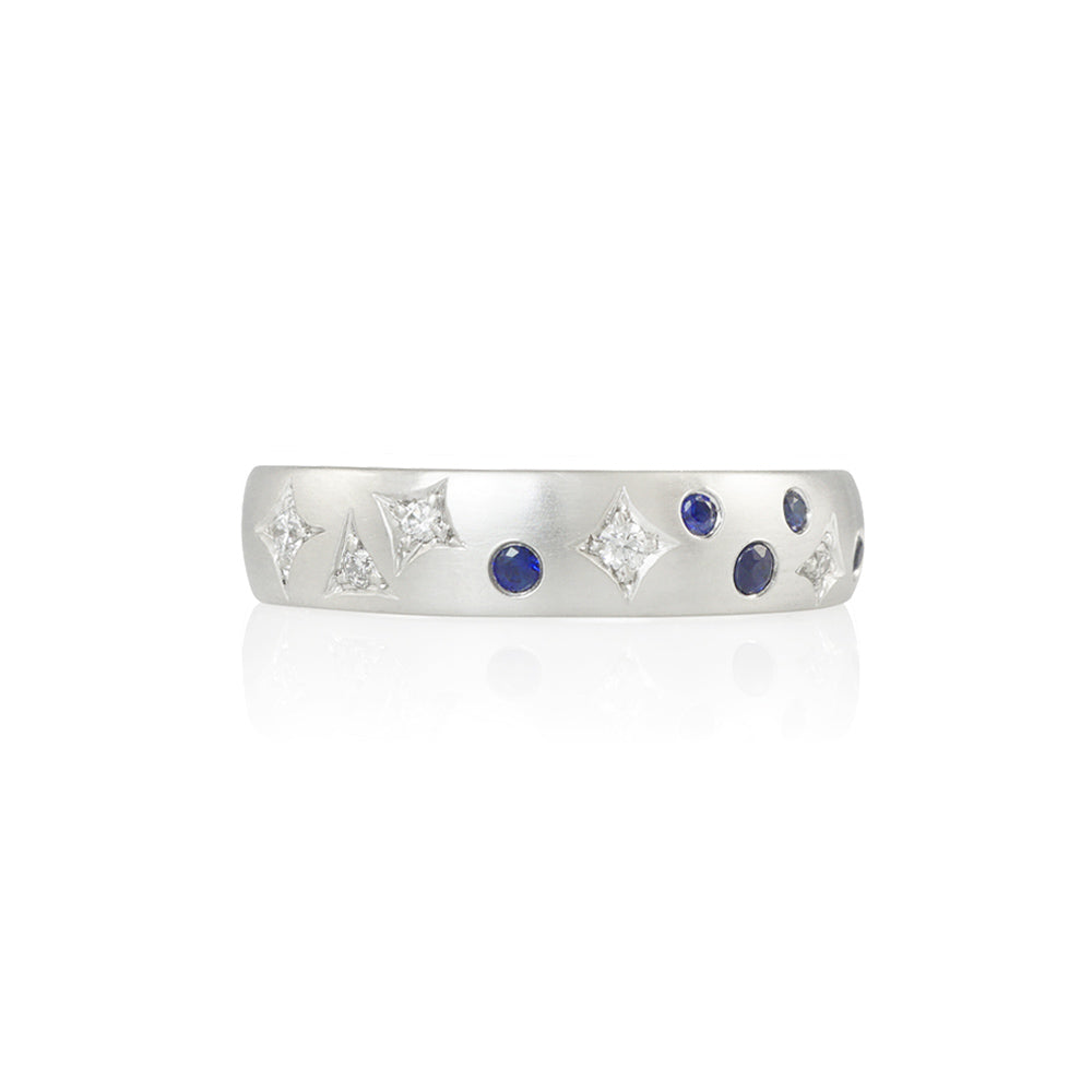 Stars and Sapphires Wedding Band for David