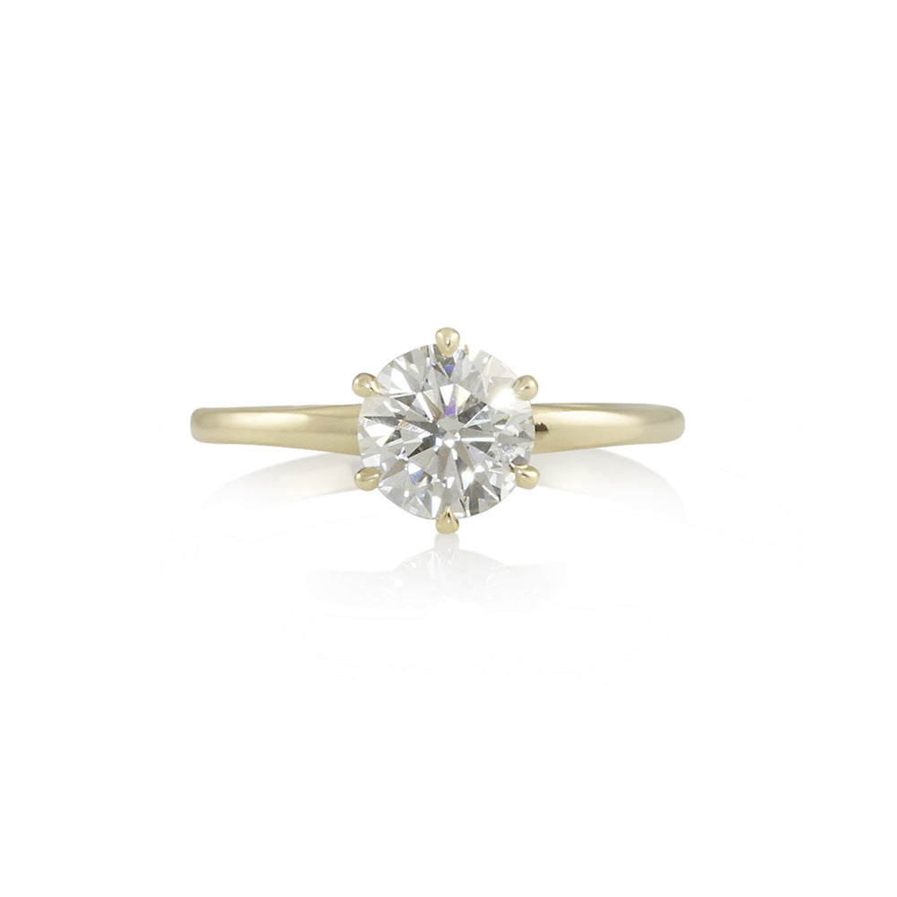 Yellow Gold Six Prong Solitaire Engagement Ring for Deidre