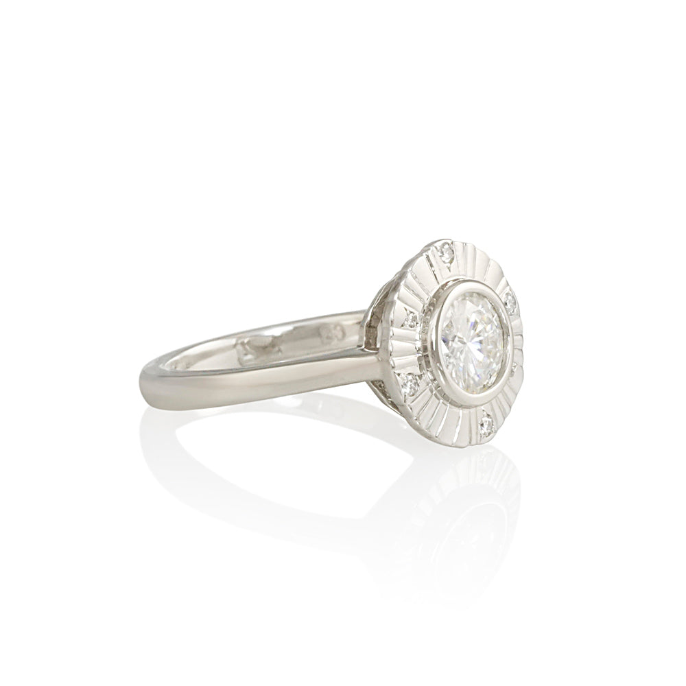 Sunburst Platinum and Diamond Engagement Ring for Dianna