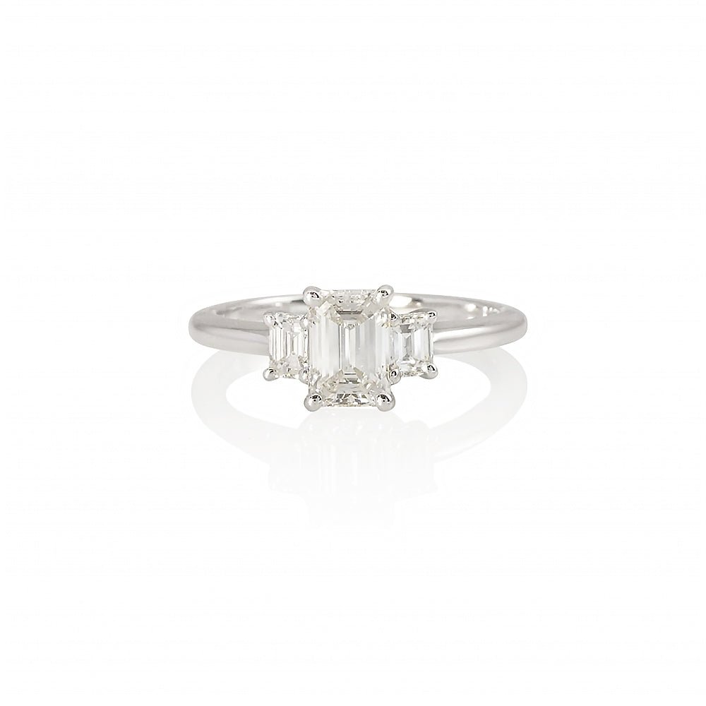 Emerald Cut Three Stone Engagement Ring for Doreen