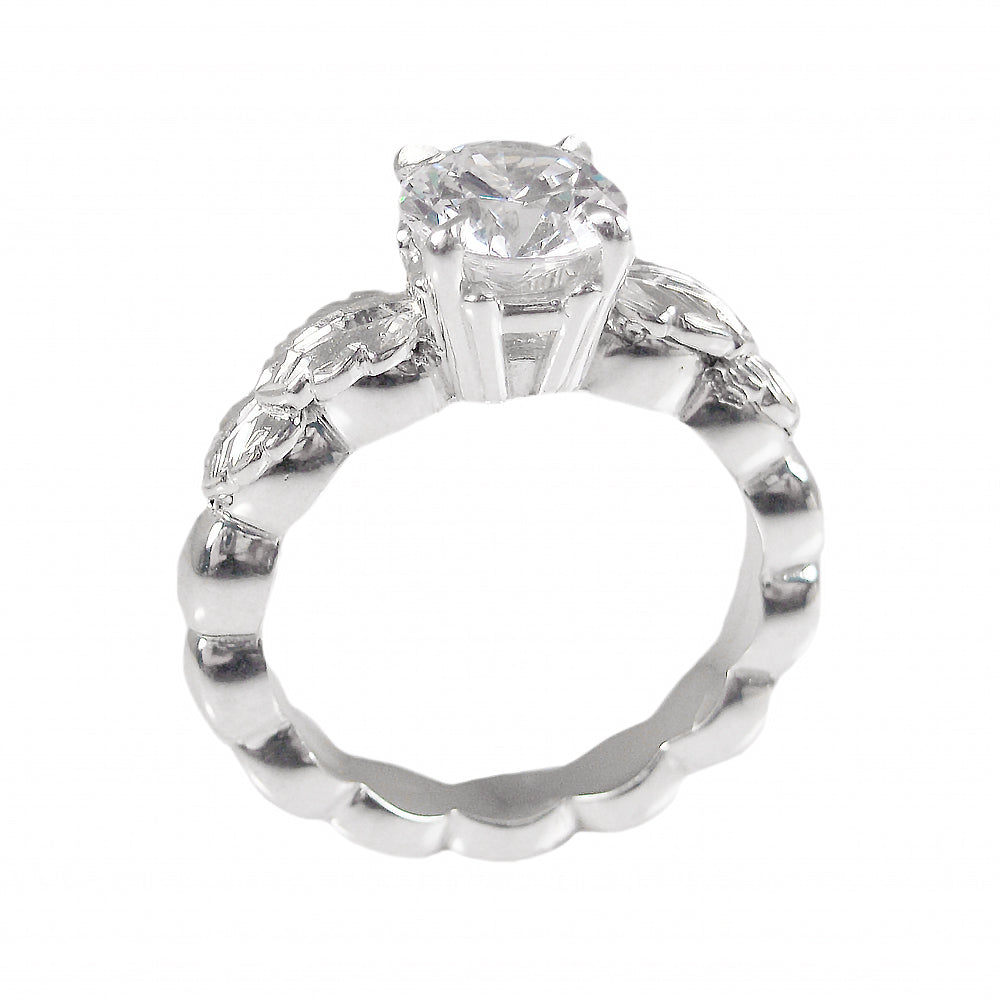 Double Leaf Solitaire Engagement Ring by Cynthia Britt