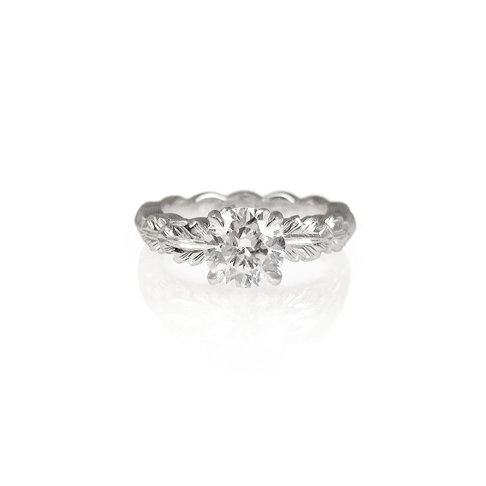 Double Leaf Solitaire Engagement Ring by Cynthia Britt