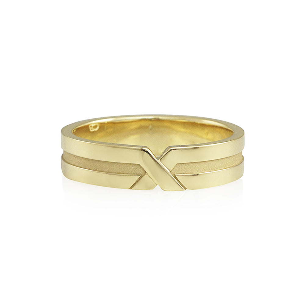 Unique "V" Design Men’s Gold Band for Eli