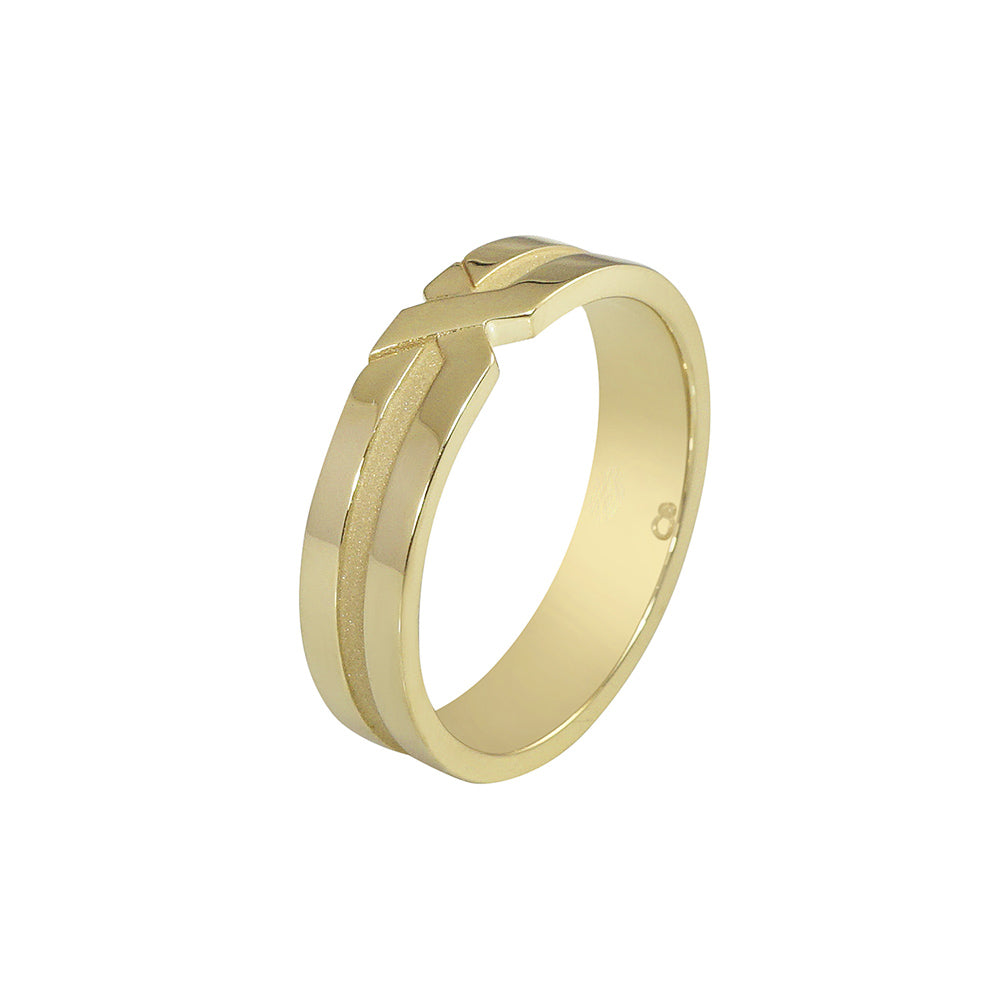 Unique "V" Design Men’s Gold Band for Eli