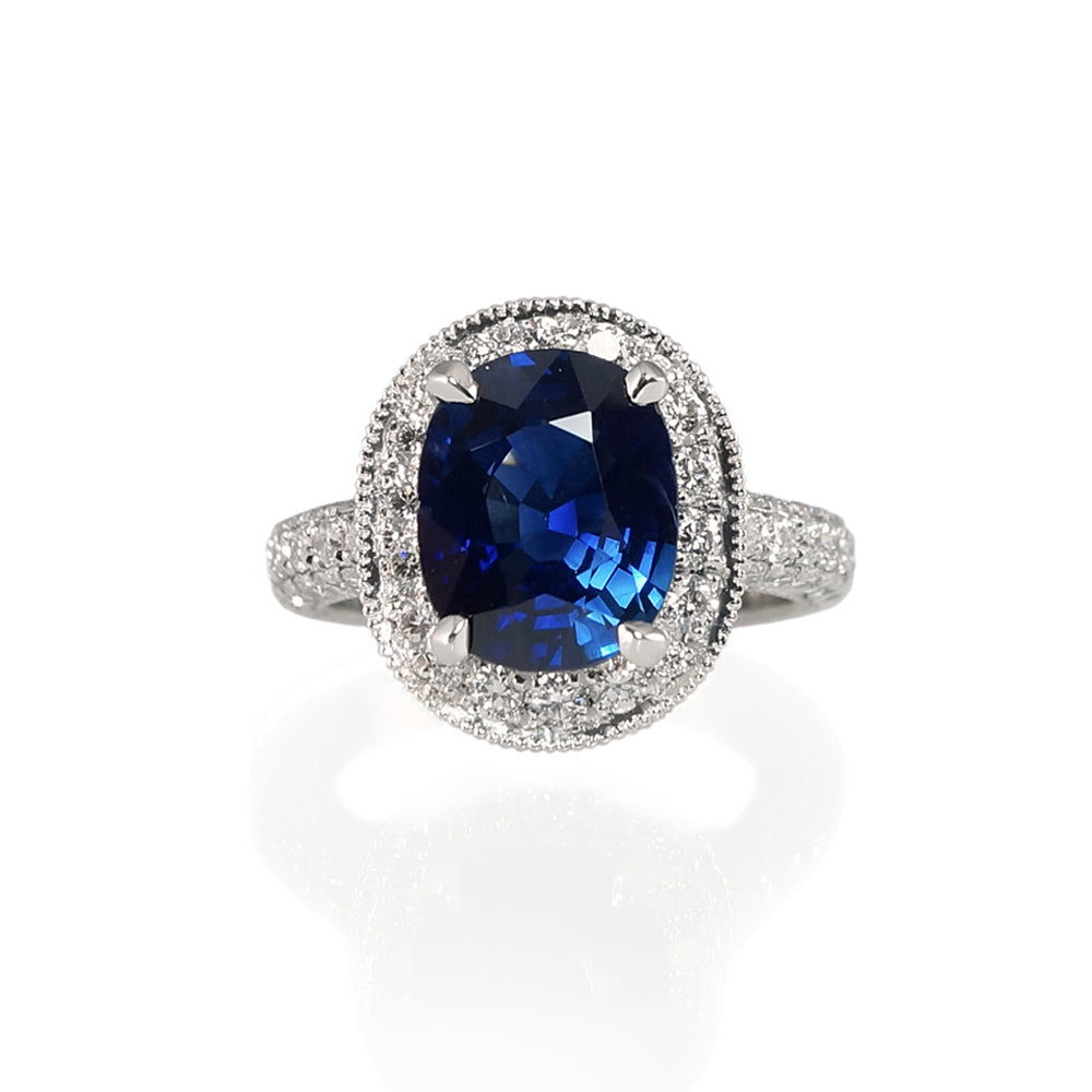 Eliza Sapphire And Diamond Halo Engagement Ring