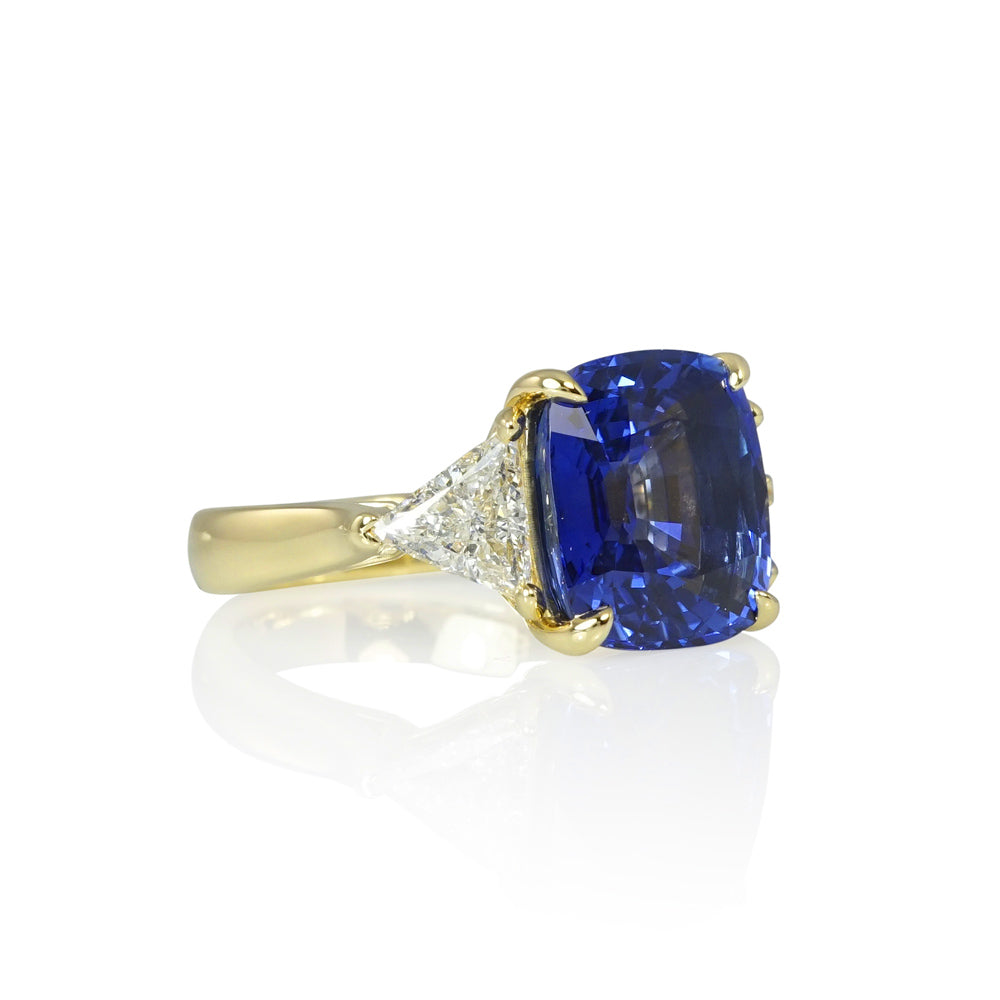 Sapphire and Trillion Three Stone Engagement Ring for Elizabeth