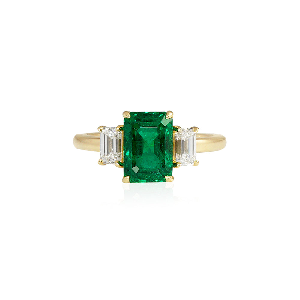 Emerald Three Stone Engagement Ring for Jessica