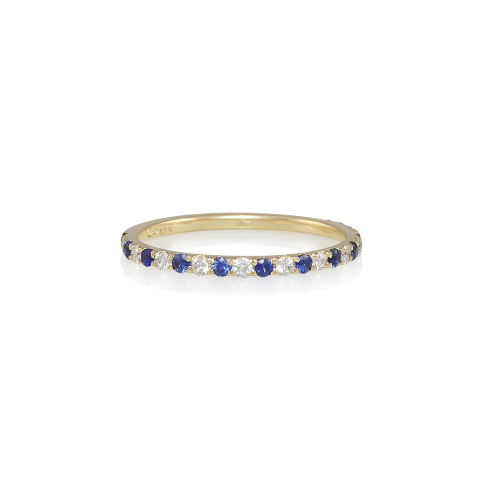 Blue Sapphire and Diamond Wedding Band for Emily