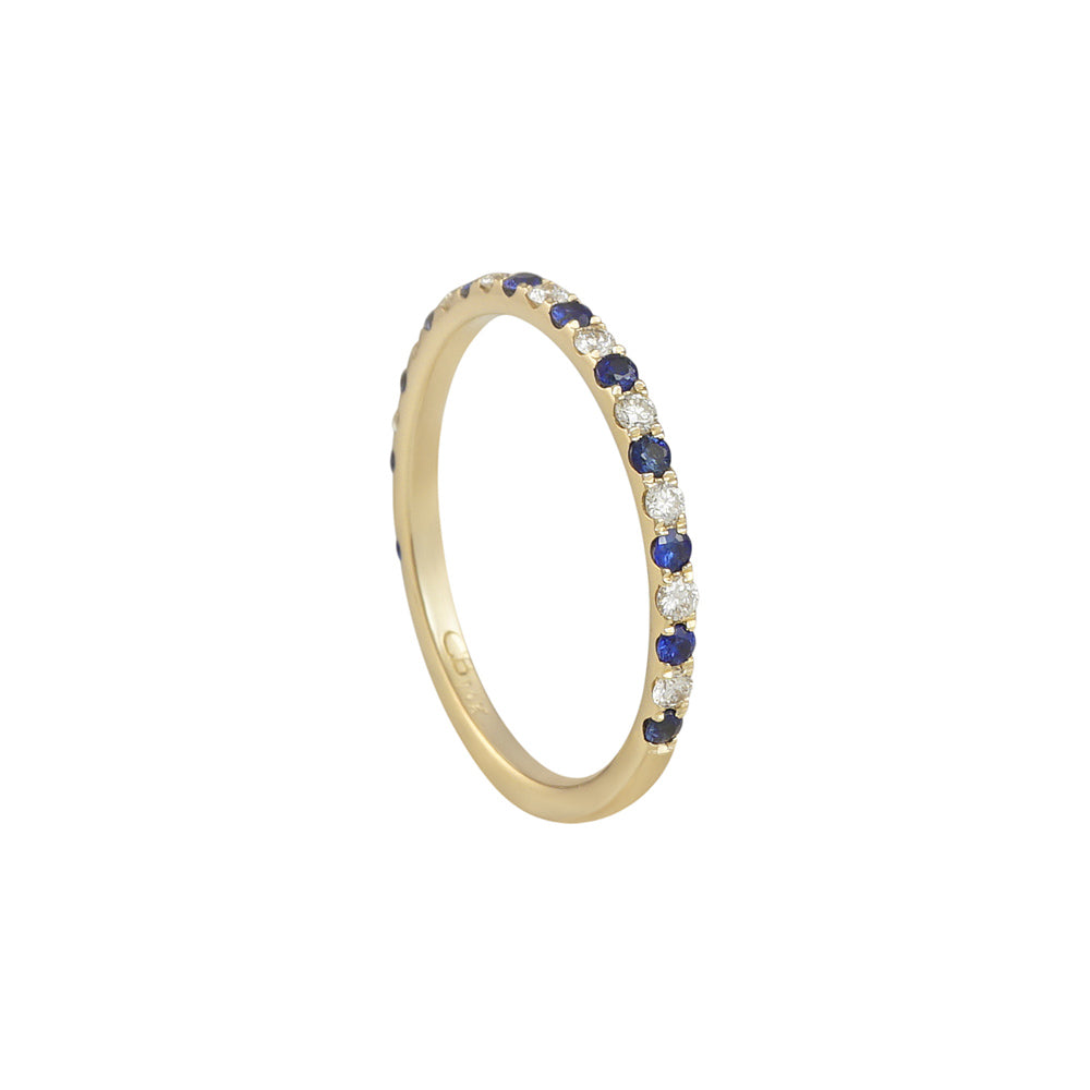 Blue Sapphire and Diamond Wedding Band for Emily