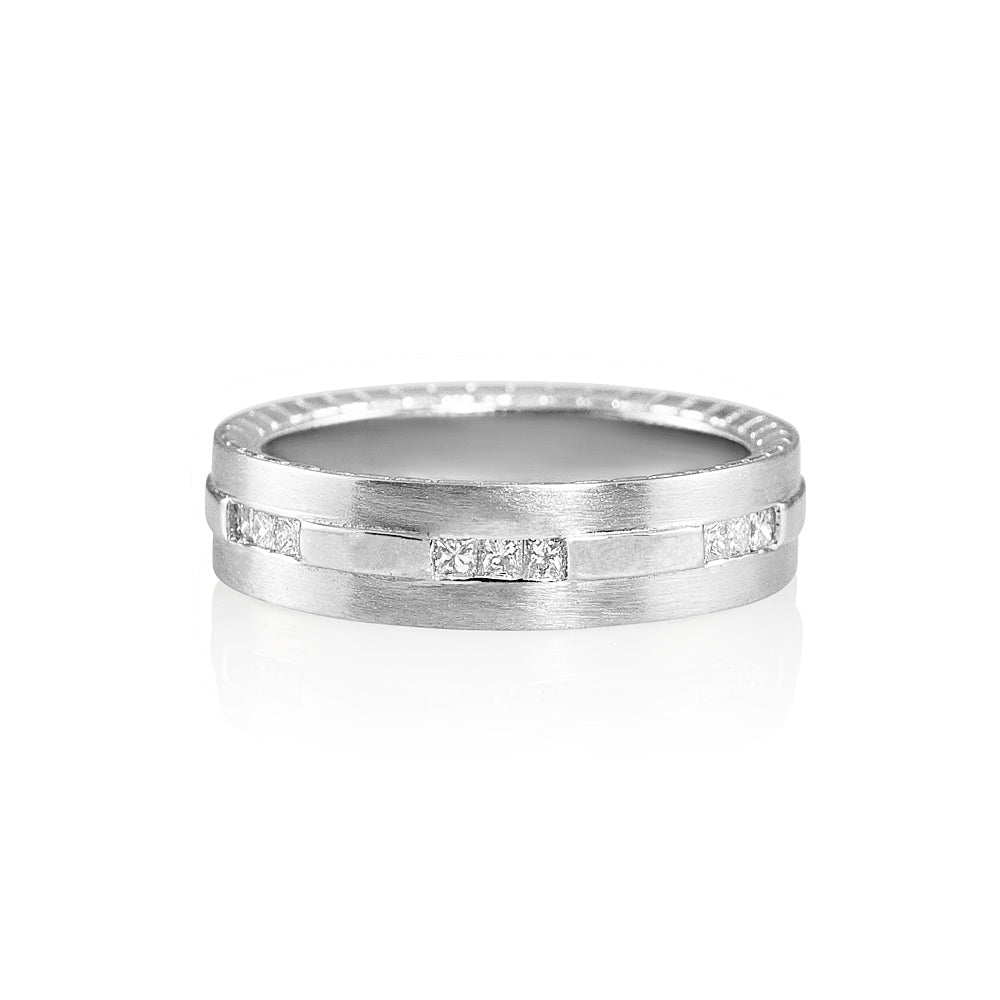 Eric Men's Princess Cut Diamond Wedding Band