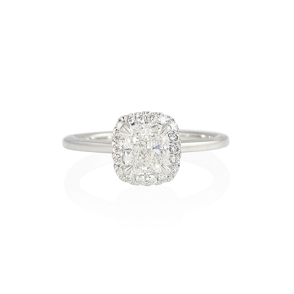 Cushion Cut Halo Solitaire Engagement Ring for Erica