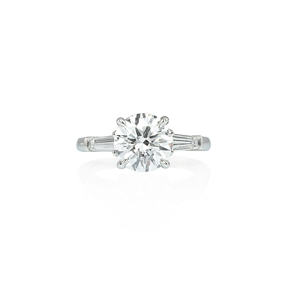 Round and Tapered Baguette Classic Engagement Ring for Eve