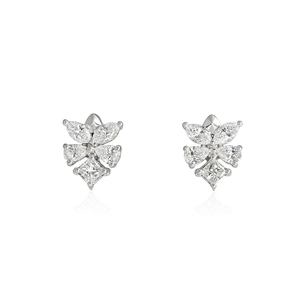 Marquise and Pear Diamond Cluster Earrings for Caroline