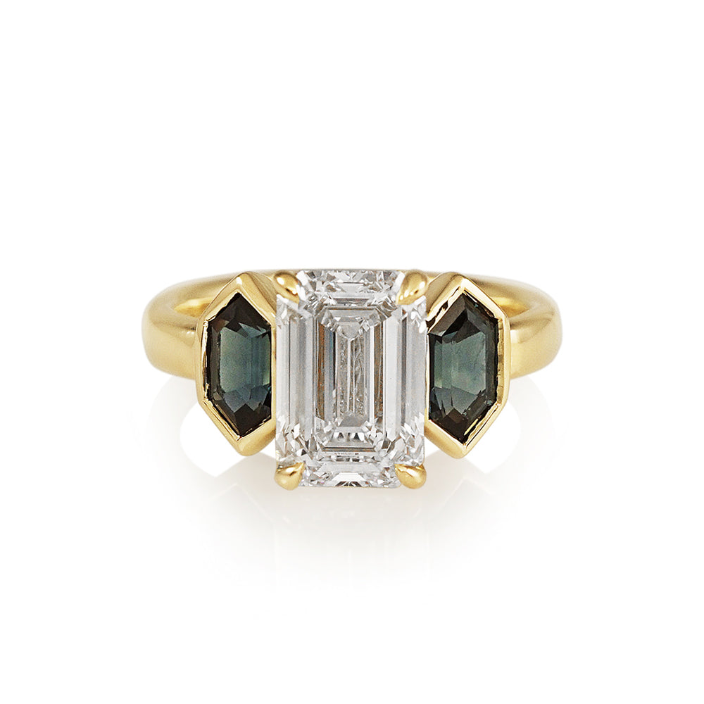 Emerald and Teal Sapphire Engagement Ring for Fiona