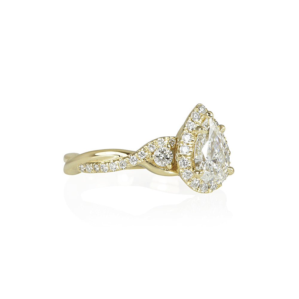 Pear-Shaped Diamond Twist Engagement Ring for Freda