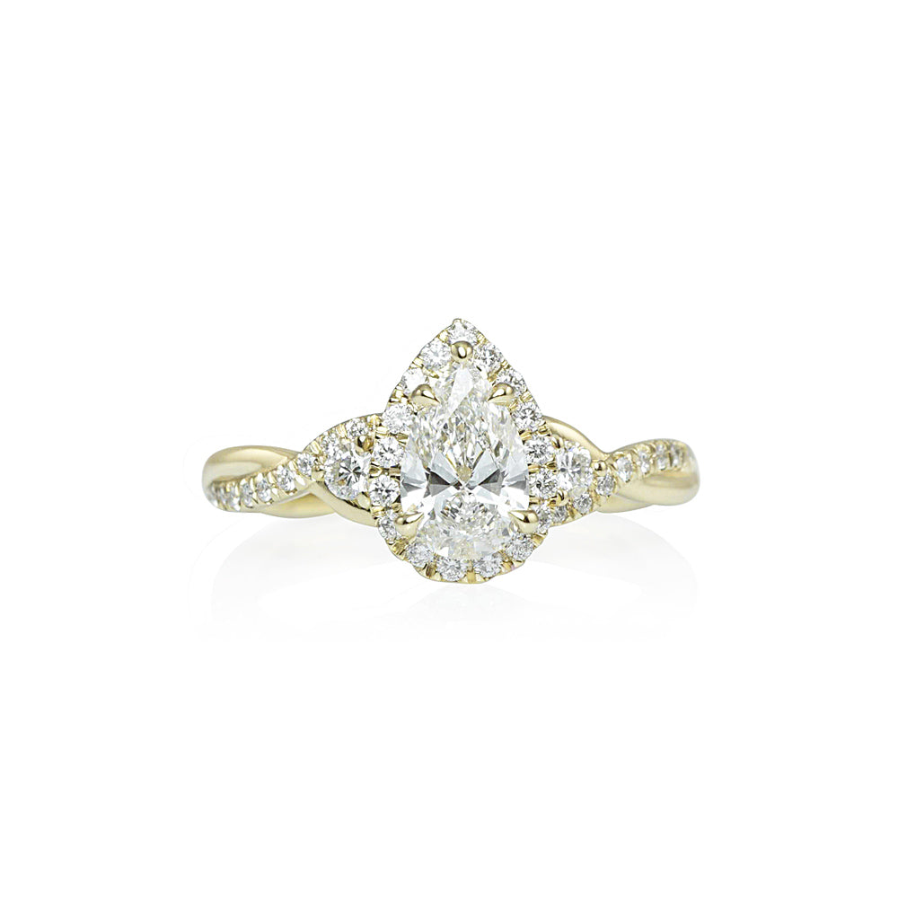 Pear-Shaped Diamond Twist Engagement Ring for Freda