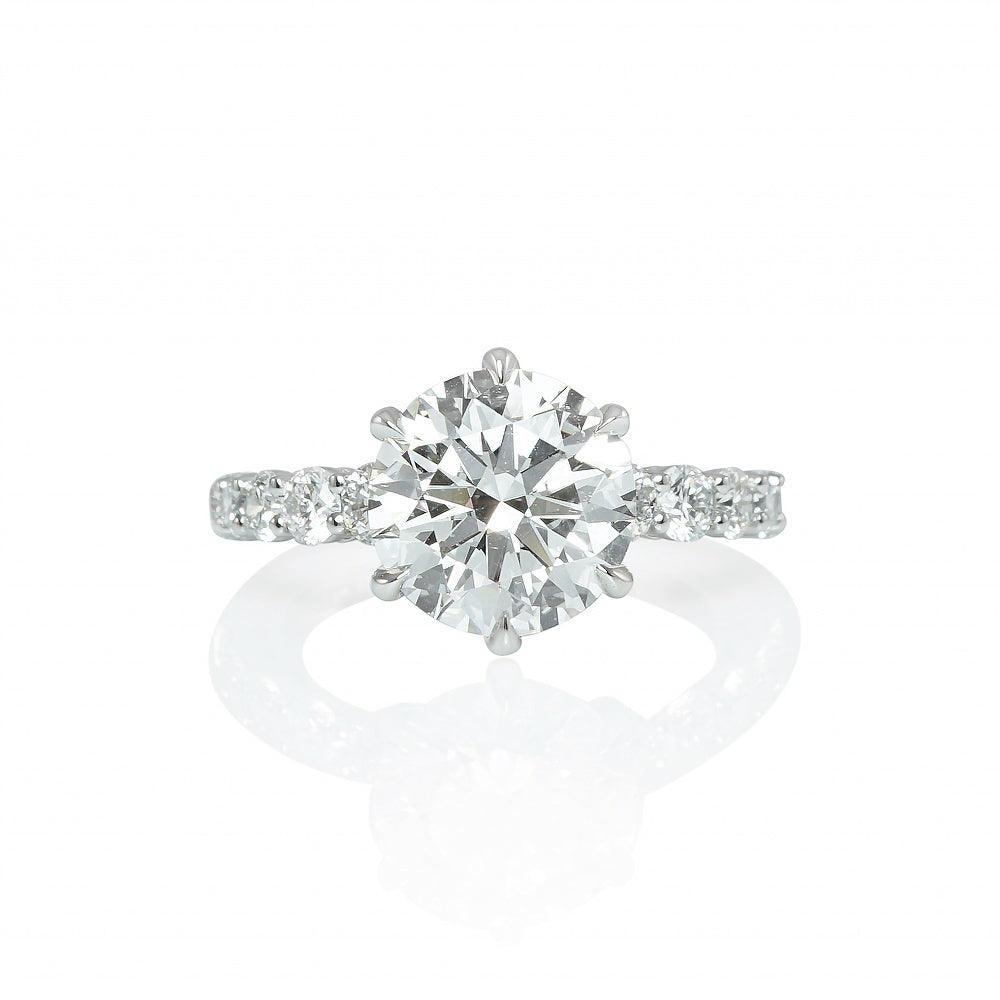 Six Prong and Diamond Band Engagement Ring for Garrett