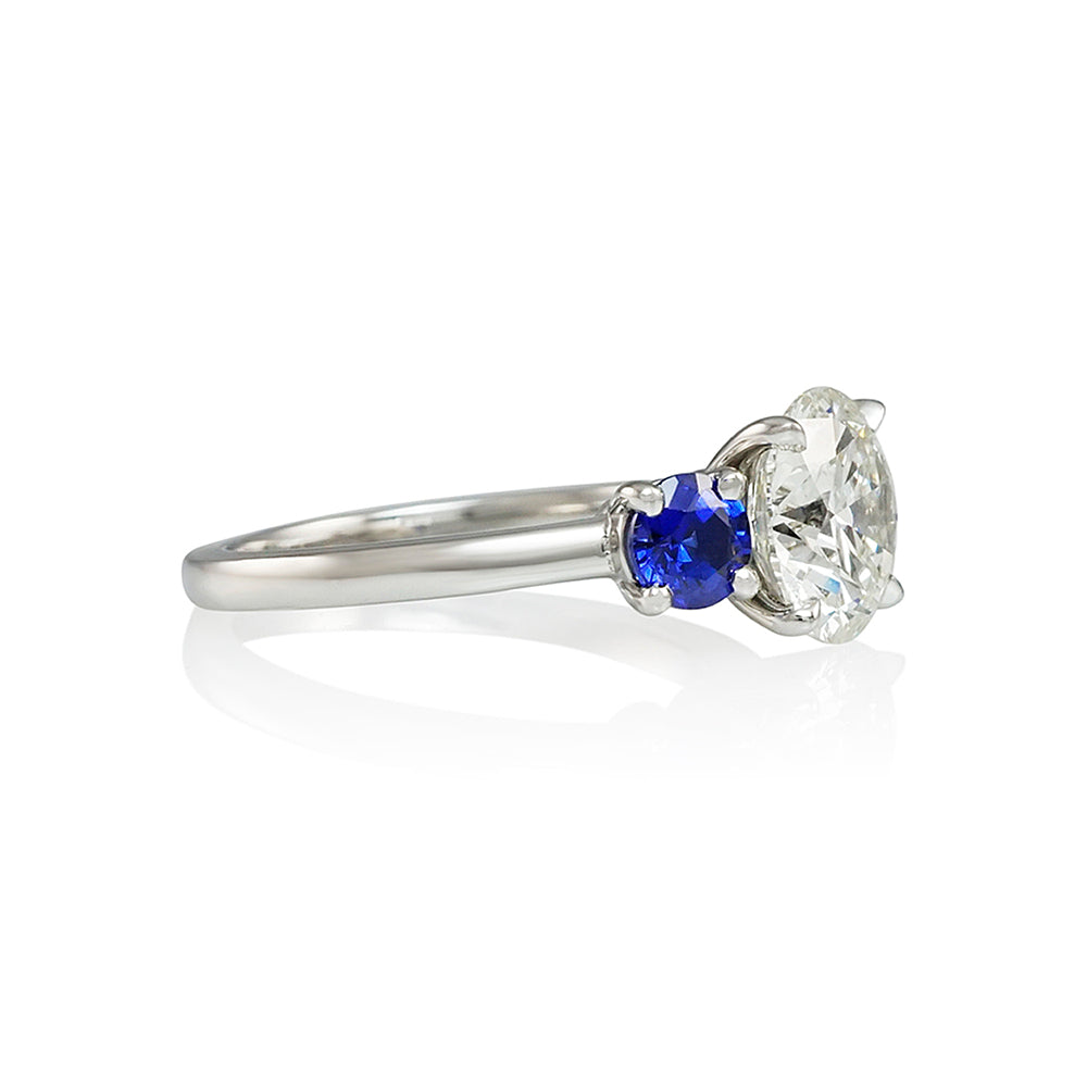 Diamond and Sapphire Three Stone Engagement Ring for Holly