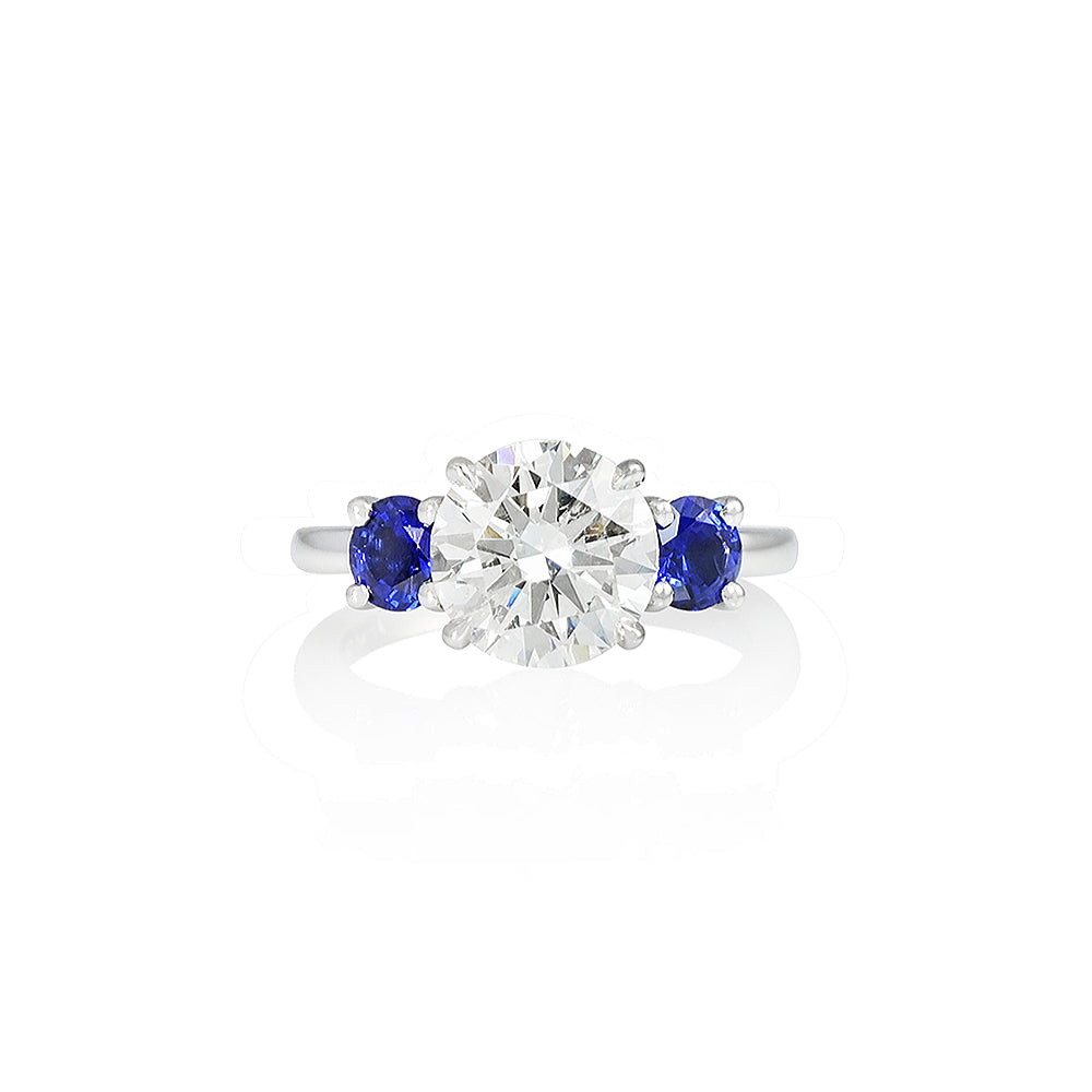 Diamond and Sapphire Three Stone Engagement Ring for Holly