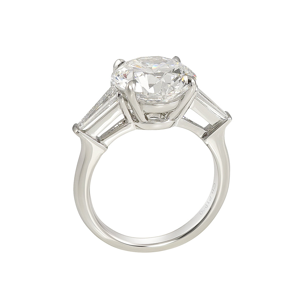 Round and Tapered Baguettes Three Stone Engagement Ring