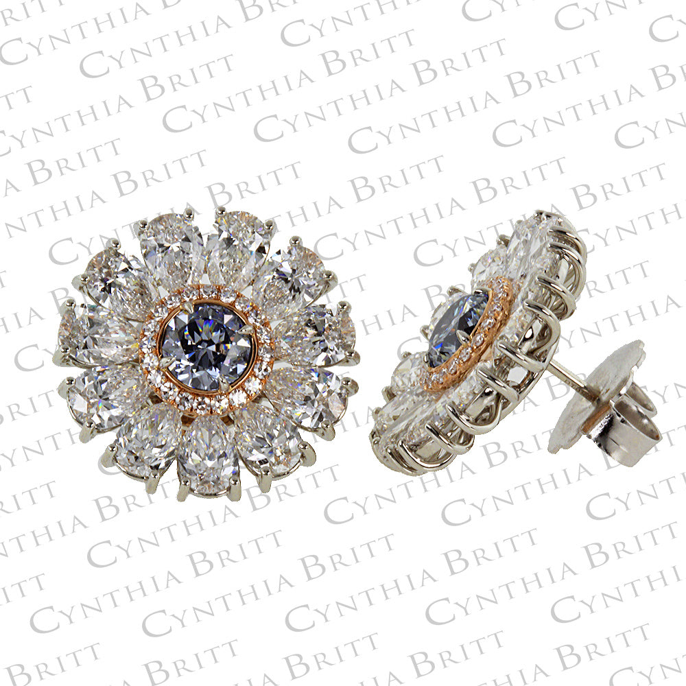 1.30 carat Intense Blue Diamond Earrings