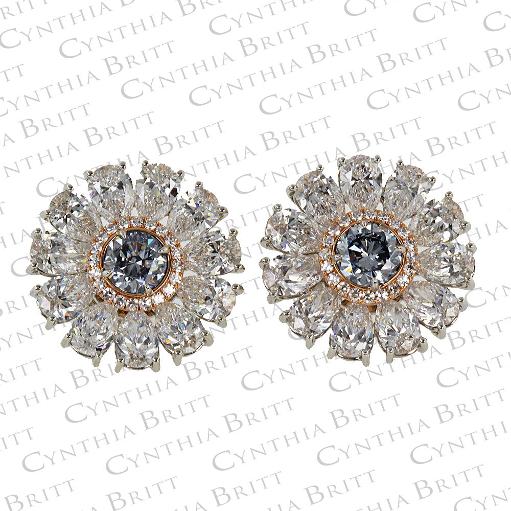 1.30 carat Intense Blue Diamond Earrings