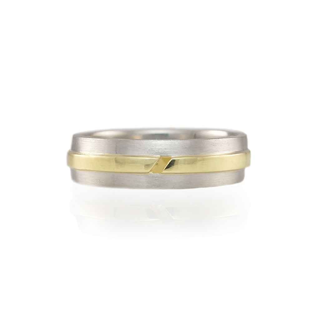 Jeffrey Platinum and Green Gold Men's Wedding band