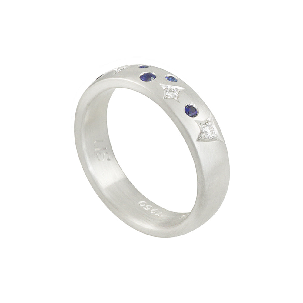 Stars and Sapphires Wedding Band for David