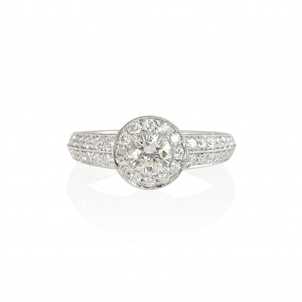 Halo Double Row Diamond Band Engagement Ring for Jessica